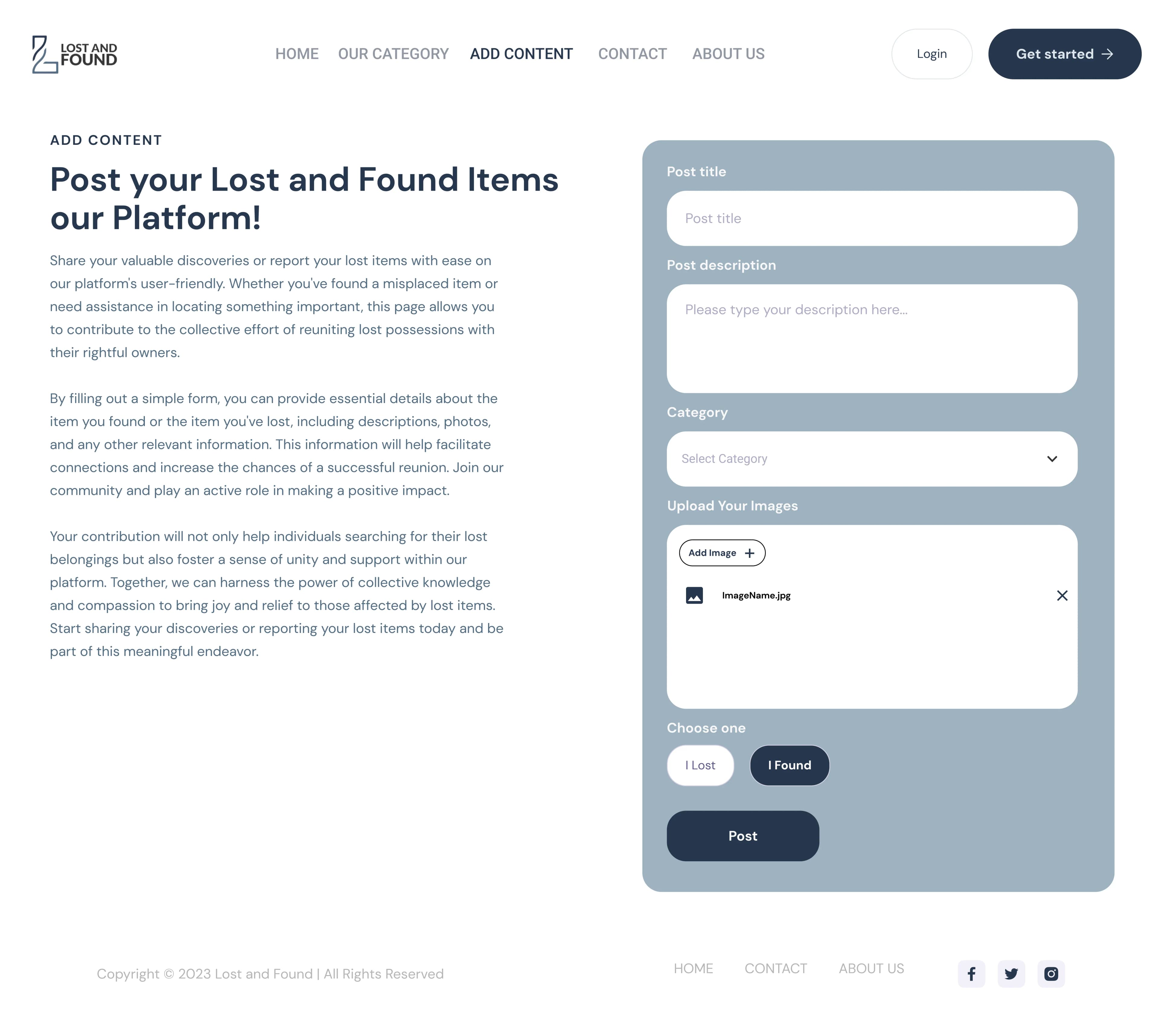 Add content — post an item