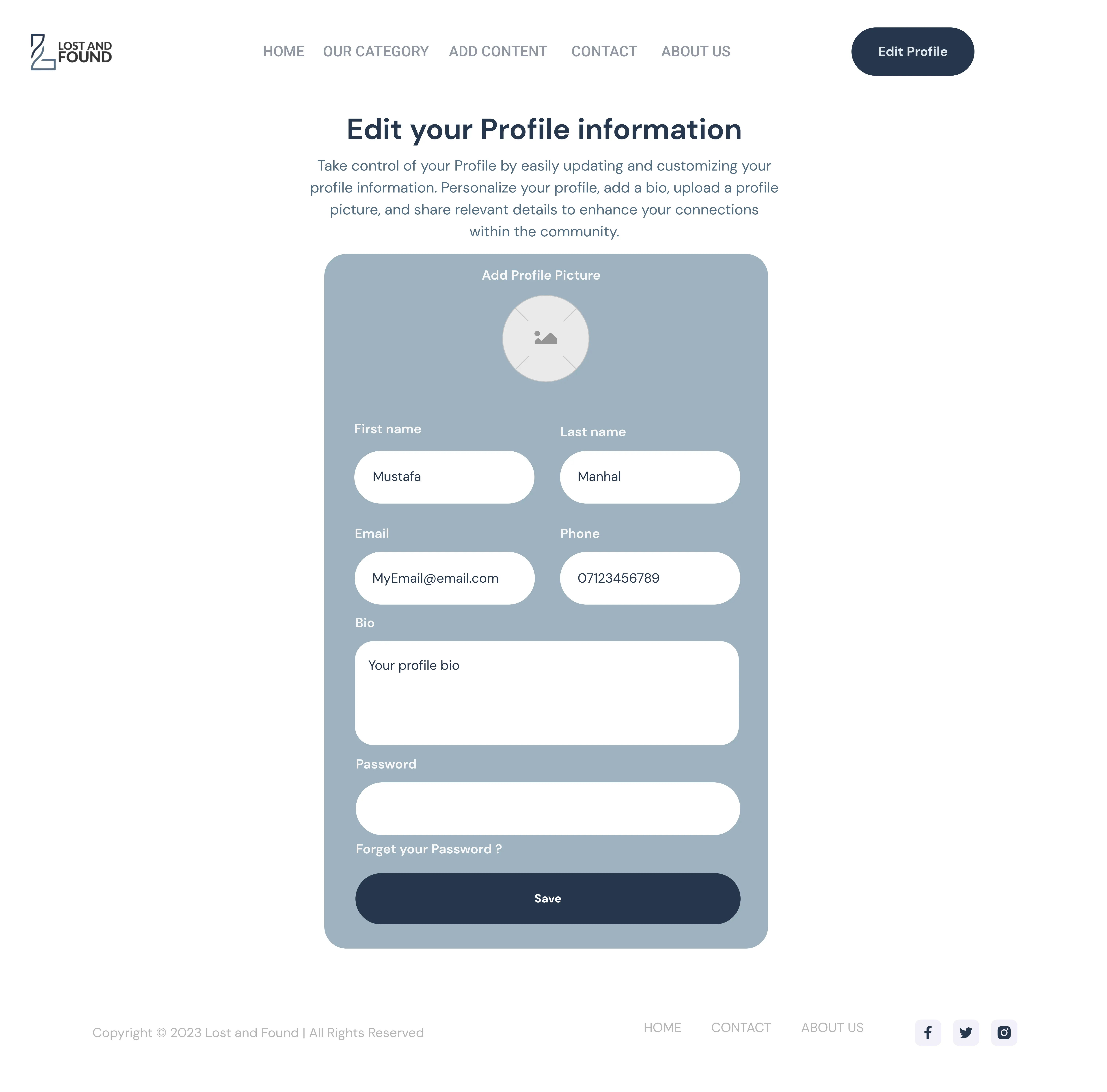 Edit profile