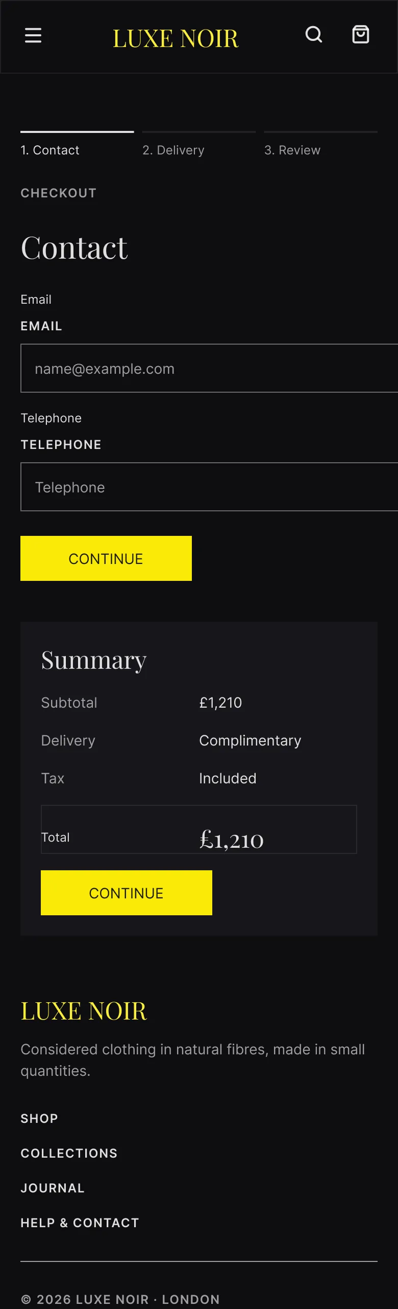 Checkout — mobile