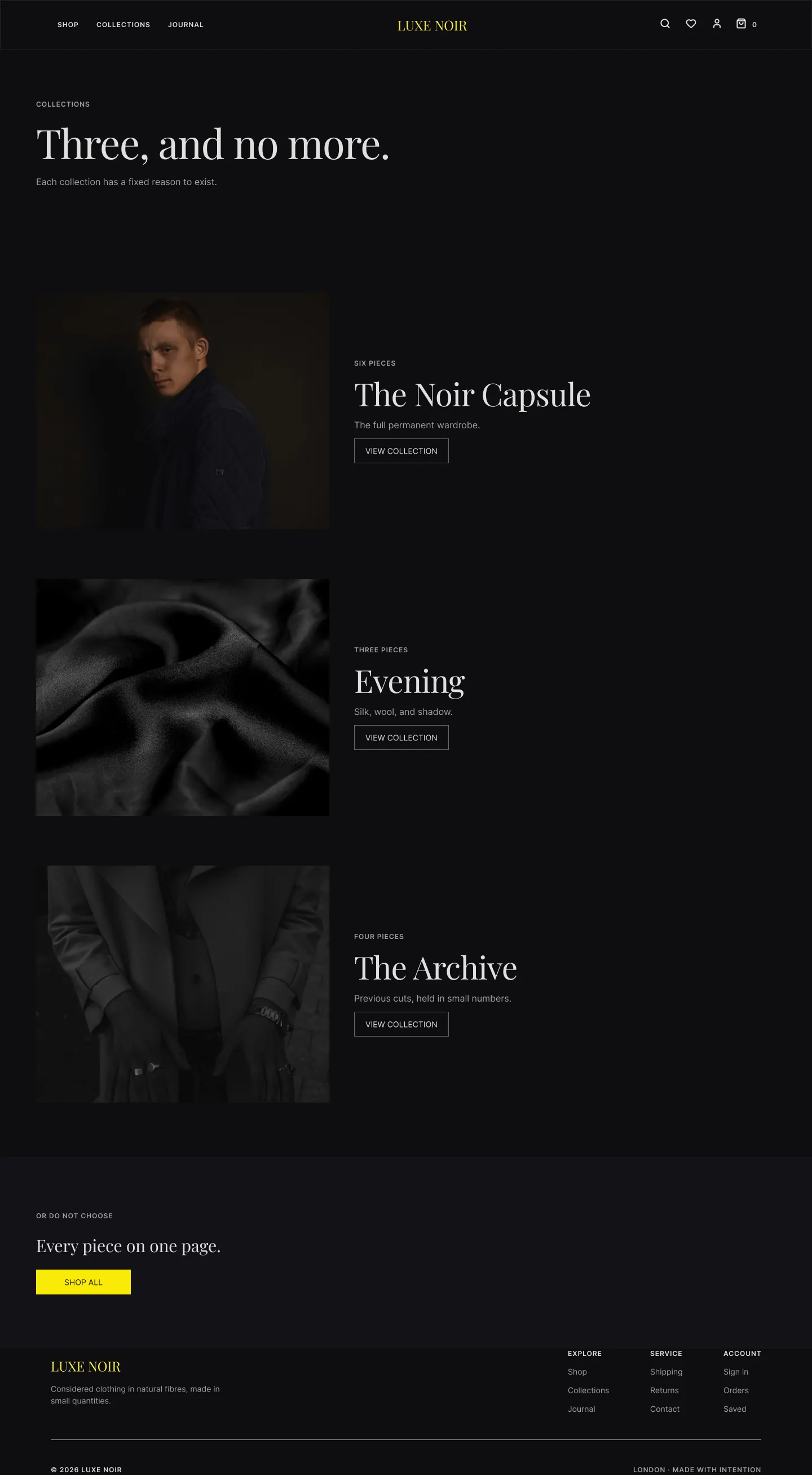 Collections — capsule, AW26 and archive