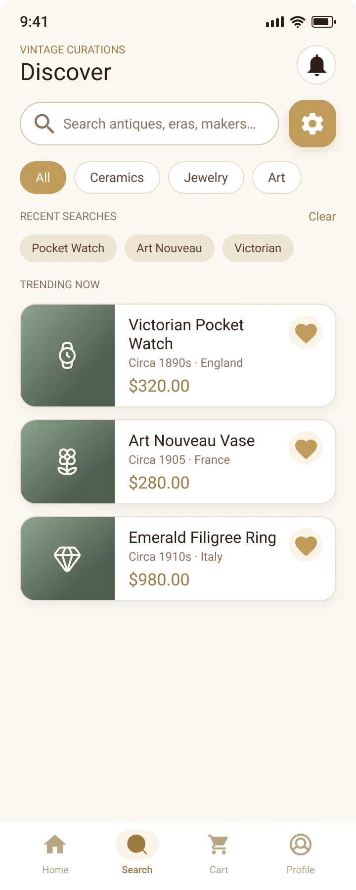 Search — antiques, eras, makers