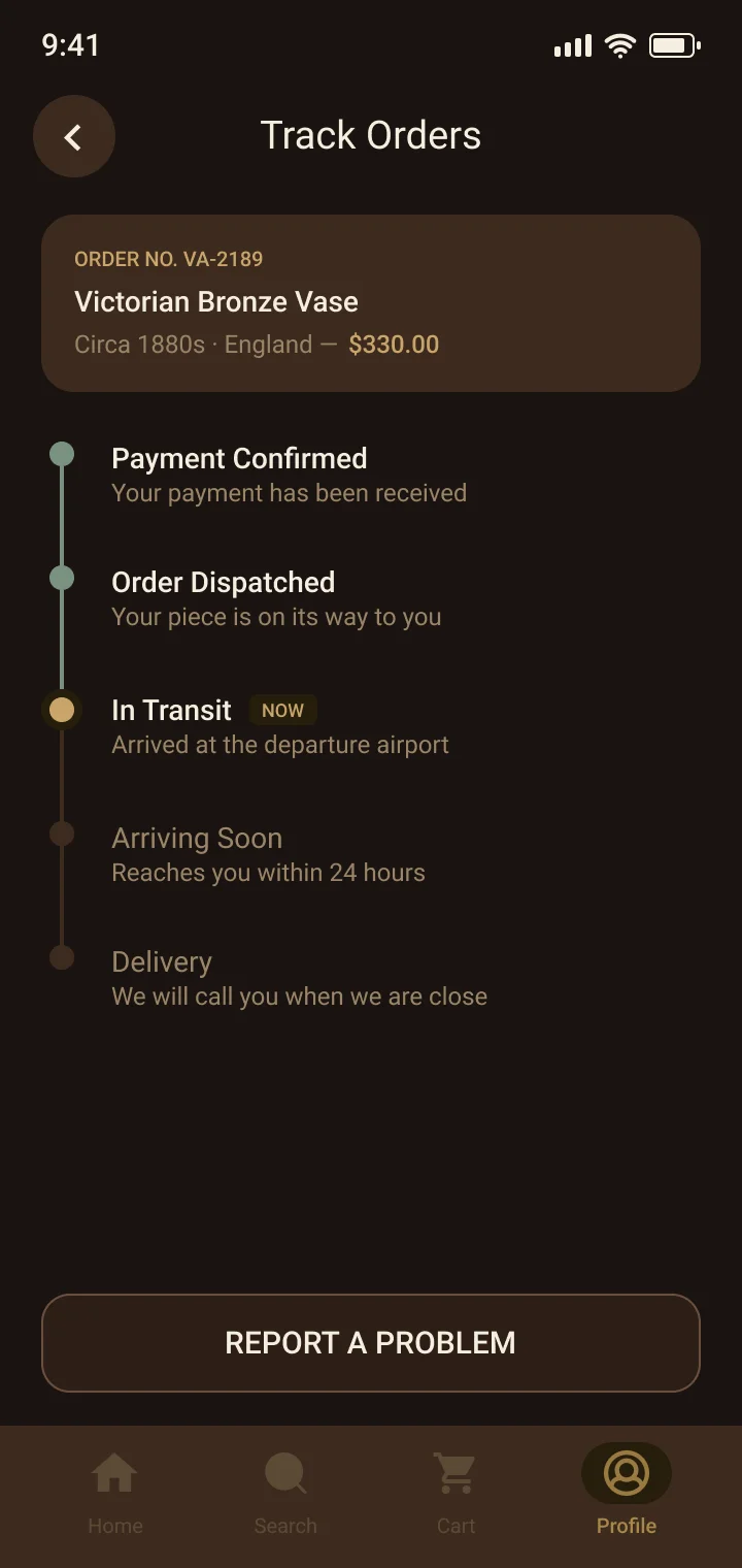 Track orders — delivery timeline